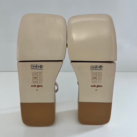 Cult Gaia Onyx Platform Slingback Sandal Silver Spiral Tan EU 38 NWOT - Picture 13 of 13